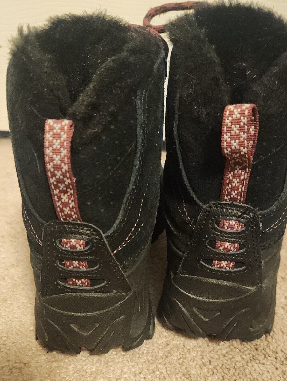 Merrell Women's Black Winter Hiking Boots with Maroon Accent Laces - Picture 3 of 6